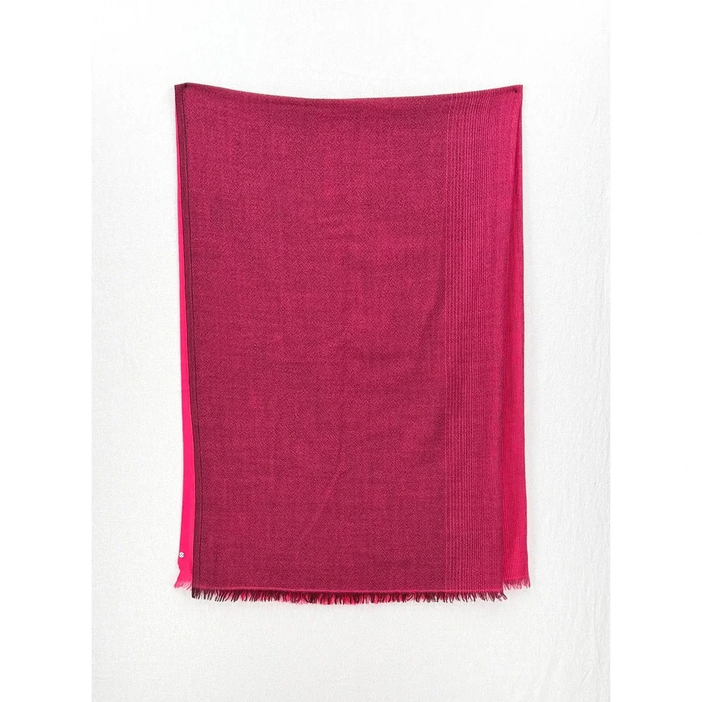 LULULEMON Warrior Scarf Women One Size Pink Ombre Wool Fringe Trim Wrap Oversize
